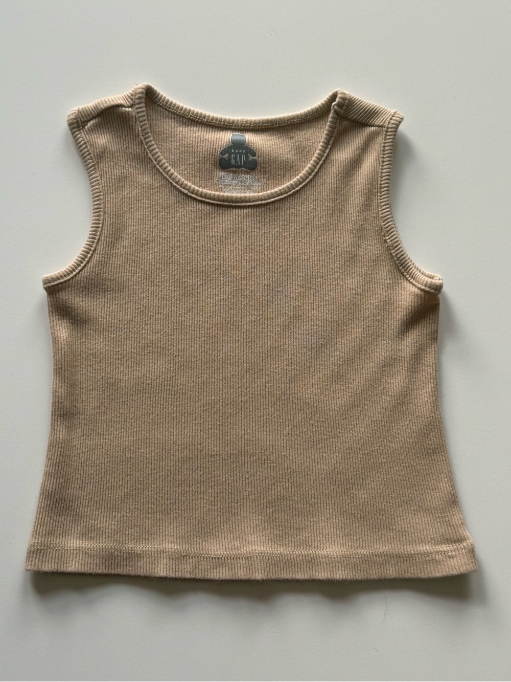 GAP Baby Unisex First Favorites TinyRib Sleeveless Tan Tank Top - Size 18-24M
